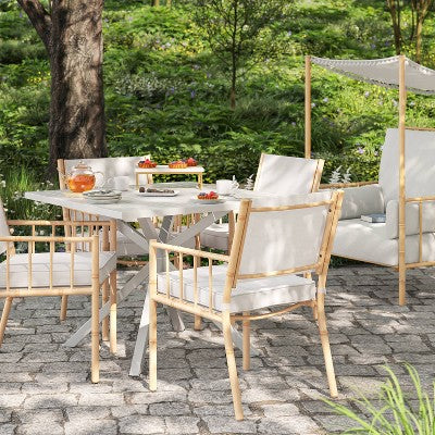  Seabury Steel 4 Person Square Patio Dining Table, Outdoor Furniture - White - Threshold™