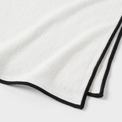  Luxe Border Stitch Towel Black/White - Threshold™
