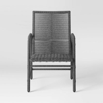  2pc Granby Padded Wicker Outdoor Patio Dining Chairs Arm Chairs Gray - Threshold™