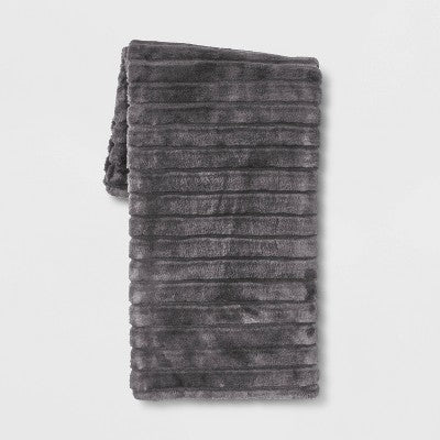  Textured Faux Fur Reversible Throw Blanket - Threshold™