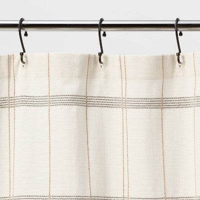  Woven Modern Plaid Shower Curtain Ivory - Threshold™