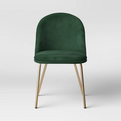  2pk Nils Brass Base Dining Chair Velvet Forest Green - Threshold™