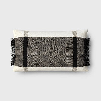  Oversized Textured Woven Cotton Striped Lumbar Throw Pillow - Threshold™