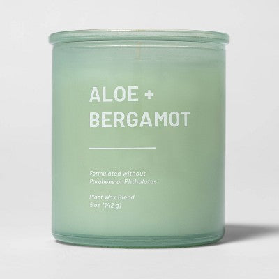  Glass Jar Aloe And Bergamot Candle Green - Threshold™