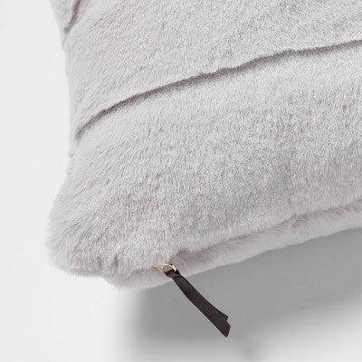  Square Faux Fur Channeled Decorative Throw Pillow - Threshold™