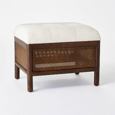  Woodspring Cane Base Ottoman Dark Walnut/Cream - Threshold™ Designed With Studio McGee