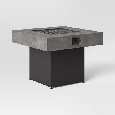  34" Square Liquid Propane Fire Pit - Gray - Threshold™