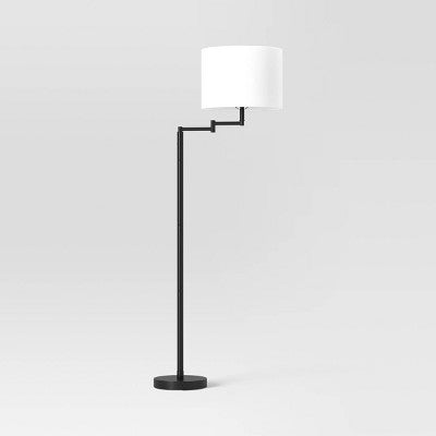  Metal Column Swing Arm Floor Lamp Black - Threshold™