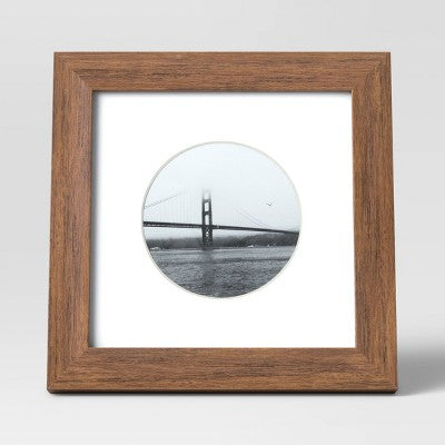  6" X 6" Matted To 4" X 4" Single Image Table Frame With Circle Brown - Threshold™: Polystyrene Material, Easel Back