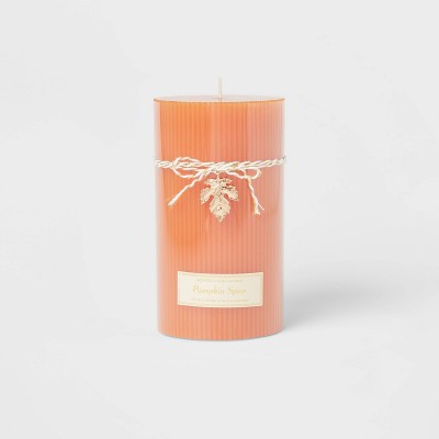  Ribbed Pillar Pumpkin Spice Candle - Threshold™