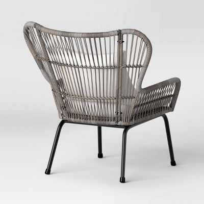  2pc Steel And Wicker Latigo Rust Resistant Outdoor Patio Club Chairs Gray - Threshold™
