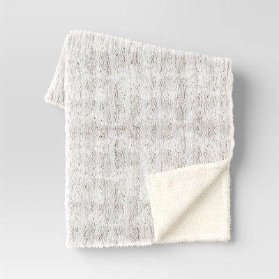 Tipped Snow Leopard Faux Fur Reversible Throw Blanket - Threshold™