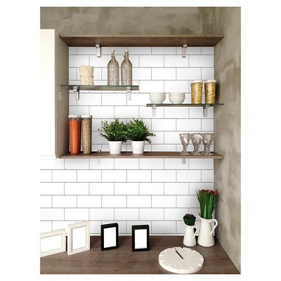  Subway Tile Peel & Stick Wallpaper White - Threshold™: Vinyl, Self-Adhesive, Stain-Resistant, Washable, 27.5 Sq Ft Coverage