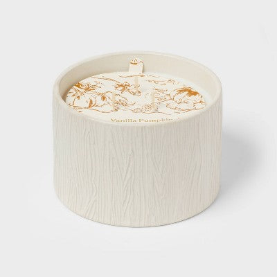  Textured Straight Side Ceramic Vanilla Pumpkin Candle White - Threshold™