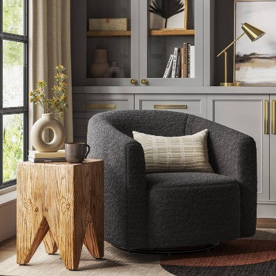  Aveline Large Scale Faux Shearling Swivel Chair - Threshold™