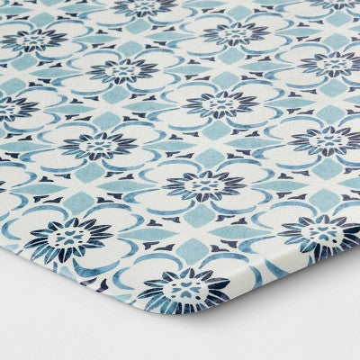  1'6"x5" Medallion Comfort Runner Mat Blue - Threshold™: Skid-Resistant Indoor Kitchen Floor Mat