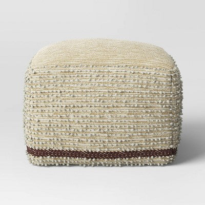  Branchville Square Pouf Cream Boucle - Threshold™: Transitional Style, No Assembly, Cotton & Wool Blend