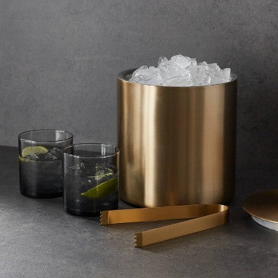 Metal Ice Bucket With Tongs Gold - Threshold™