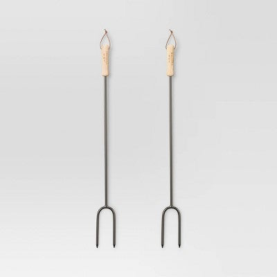  2pc Marshmallow Roasting Log Tong Sticks Black - Threshold™