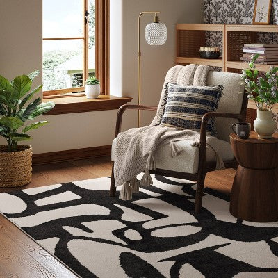  Abstract Inkblot Rug Black/White - Threshold™