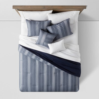 5pc Reversible Heathered Herringbone Stripe Comforter Set - Threshold™