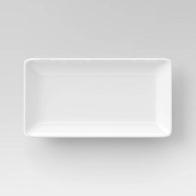 Rectangle Serving Tray 12.2"x6.46" Porcelain - Threshold™: White Glazed Food Platter, Microwave & Dishwasher-Safe