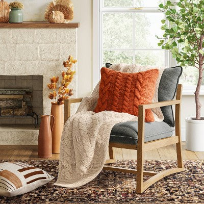  Chunky Cable Knit Reversible Throw Blanket - Threshold™