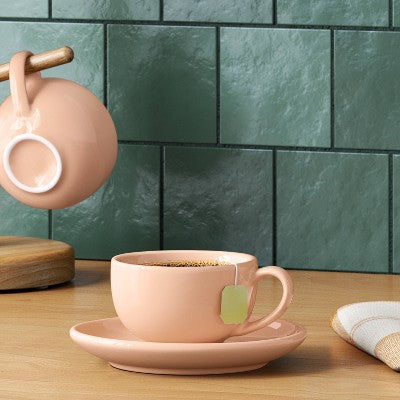  2pc 4.3 Fl Oz New Modern Coupe Espresso Mug With Saucer Pink - Threshold™