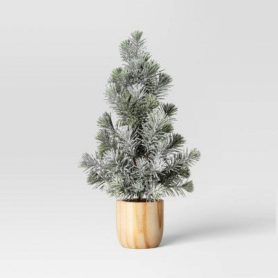  Artificial Plant Snowy Tree In Wood Pot - Threshold™