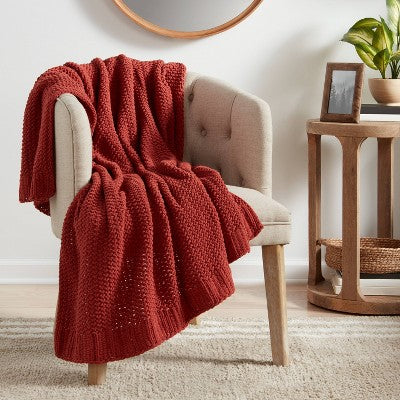  Solid Chenille Knit Throw Blanket - Threshold™