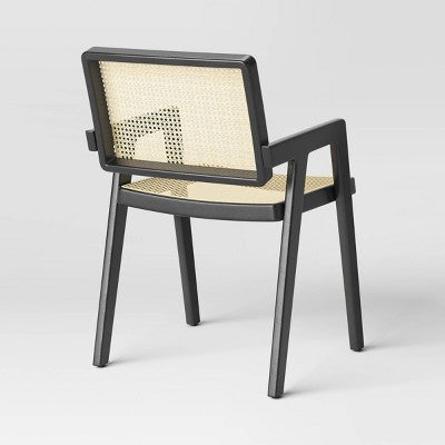  Wood Framed Woven Panel Dining Chair Black - Threshold™
