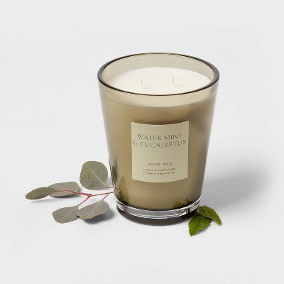  Colored Vase Glass With Dustcover Watermint And Eucalyptus Candle Green - Threshold™