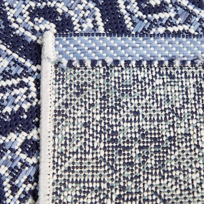  9'2"x12' Paisley Outdoor Rug Blue - Threshold™: Weather-Resistant Traditional Area, Woven Polypropylene