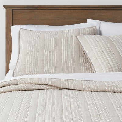  Gray Stitched Stripe Sham (Standard) - Threshold™