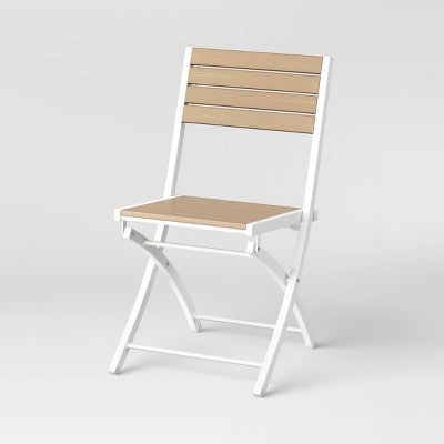  Bryant 4pk Faux Wood Folding Patio Bistro Chairs - White/Light Wood - Threshold™