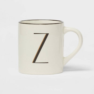  16oz Stoneware Monogram Mug Ivory - Threshold™