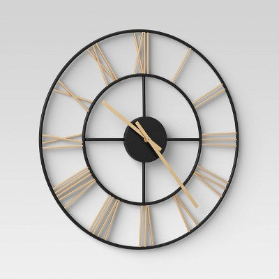  20" Decorative Wall Clock Gold/Black - Threshold™