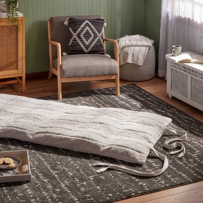  Luxe Channel Faux Fur Lounge Pillow Light Gray - Threshold™