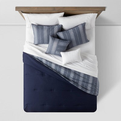  5pc Reversible Heathered Herringbone Stripe Comforter Set - Threshold™