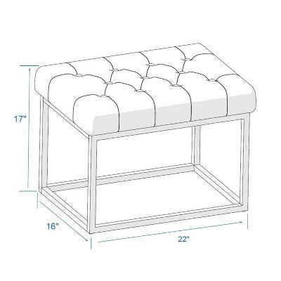  Trubeck Tufted Metal Base Ottoman Faux Leather Brown - Threshold™: Padded Footstool, No Assembly Required