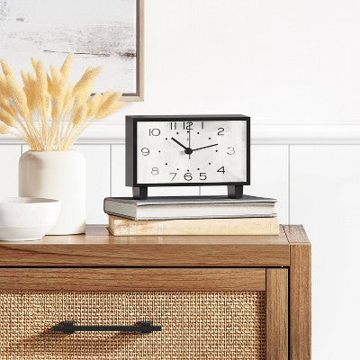  6" Rectangle Mantel Clock Black - Threshold™