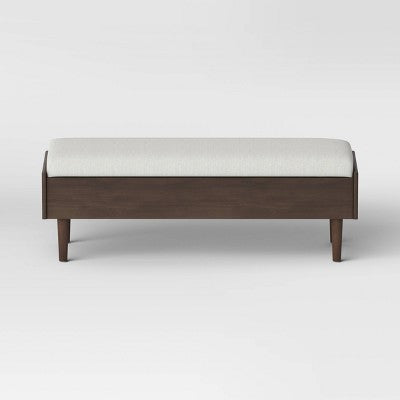  Wood Based Storage Bench Natural - Threshold™: Upholstered Entryway Ottoman With Armrest, Spot Clean