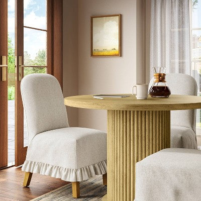  Replacement Ruffled Slipcover Only For Rounded Back Dining Chair - Threshold™