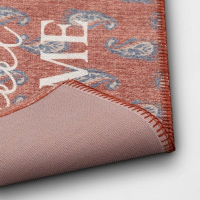  1'8"x2'10" Washable 'Home Sweet Home' Paisley Accent Rug Red - Threshold™