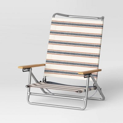  5 Position Beach Chair With Aluminum Frame & Wood Arms - Threshold™ 