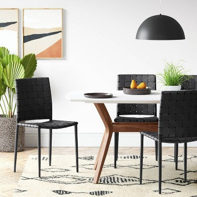  Wellfleet Woven Leather Metal Base Dining Chair - Threshold™