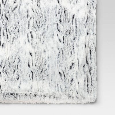  Tipped Snow Leopard Faux Fur Reversible Throw Blanket - Threshold™