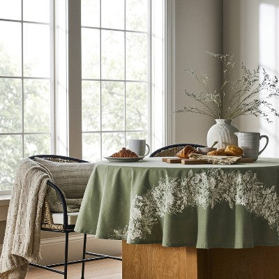  70" Round Floral Tablecloth - Threshold™ Designed With Studio McGee: Modern Cotton Botanical, Machine Washable