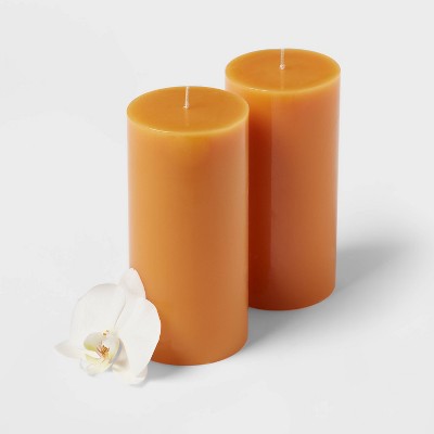  2pk Pillars Vanilla Pumpkin Orange - Threshold™