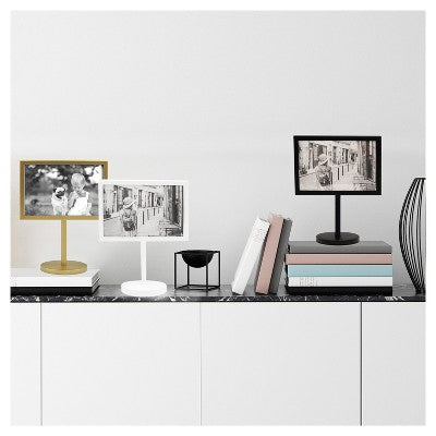  4" X 6" Modern Standing Single Picture Frame Black - Threshold™: Metal, Tabletop Display, Glass Glazing
